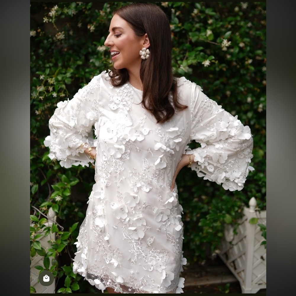 Mestiza Flora Midi Elegant White Floral Women's Dress